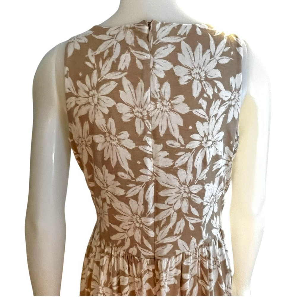 Women's Loft Stretch Jersey Tank Sun Dress, MP, Tan White Floral Print - Picture 11 of 16